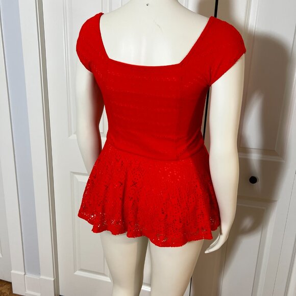 Anthropology Postmark Peplum Top Red Sz M - Picture 3 of 6